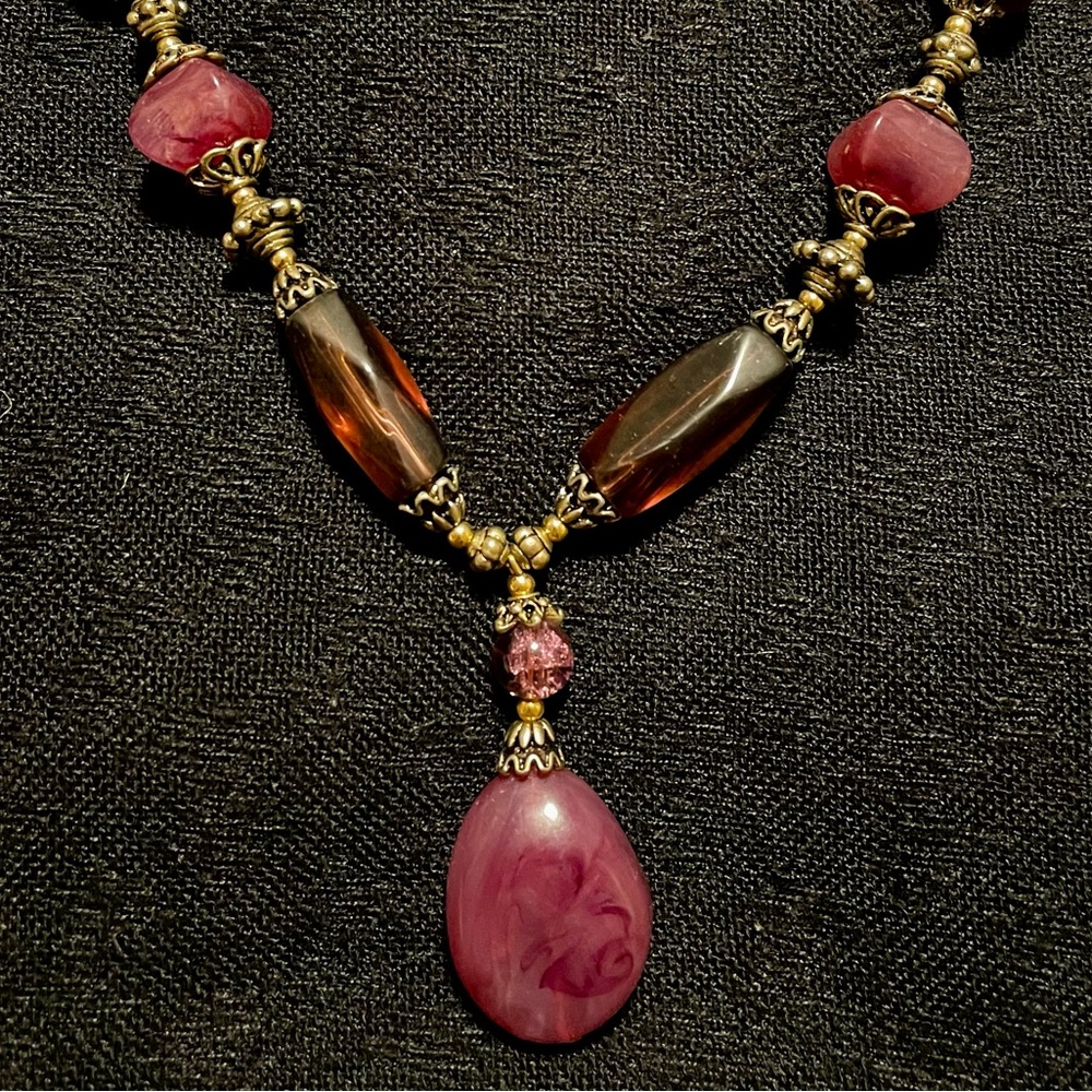 Elegant Purple and Gold Beaded Necklace